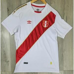 Peru Umbro Soccer Jersey Futbol Official Size Large L White Red Tricolor Shirt